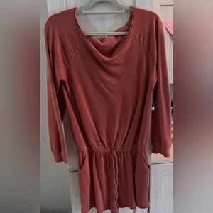 Rust Red Women's Jumpsuit with Drawstring Waist